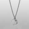Kalico Lucy Moon necklace with emeralds vertical view.