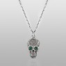 STS Solid Traditional Silver PE18GrCZ Skull Pendant vertical view.