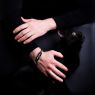 Oz Abstract BR9307 Star Cross on male model with black cat.