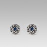 sai059AM one point pierce with blue sapphire front view.